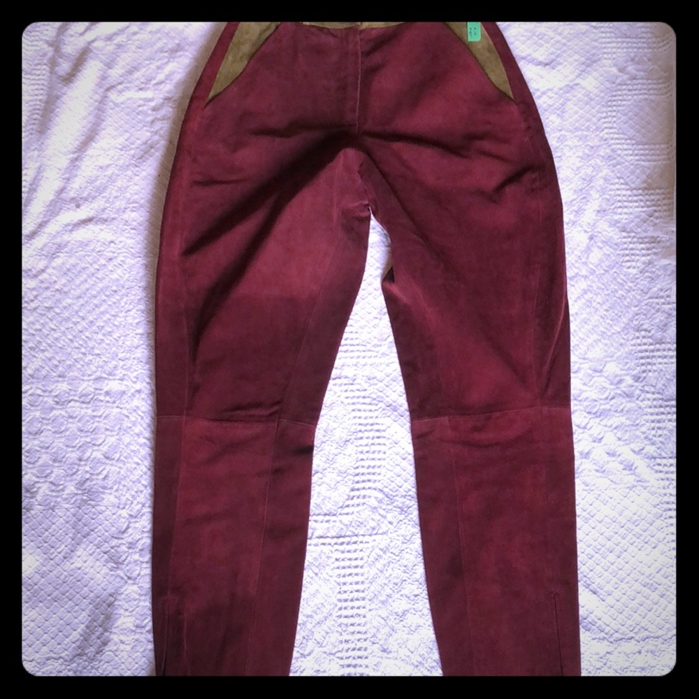 Vera Italy zip Breeches Suede Leather Pants 8